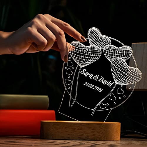 PERSONALIZED WARM WHITE 3D ILLUSION LED LAMP FOR ANNIVERSARY